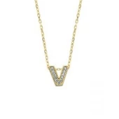 Altın V Harfli Taşlı Kolye thumbnail 1