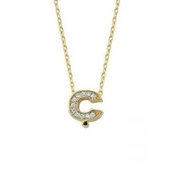 Altın Ç Harfli Taşlı Kolye - 1