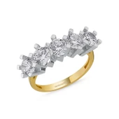 5 Taş Yüzük Sarı Altın Swarovski - 1