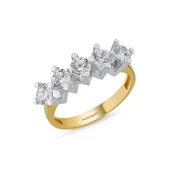 5 Taş Yüzük Sarı Altın Swarovski - 1