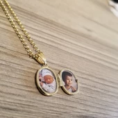 Altın Resimli Kolye Doç Zincirli Oval - 6
