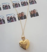 Altın Resimli Kolye Doç Zincirli Kalp thumbnail 4