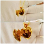 Altın Resimli Kolye Doç Zincirli Kalp thumbnail 6