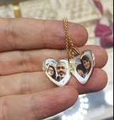 Altın Resimli Kolye Doç Zincirli Kalp thumbnail 3