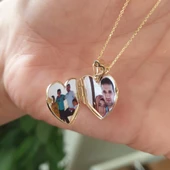 Altın Resimli Kolye Doç Zincirli Kalp thumbnail 5