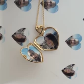 Altın Resimli Kolye Doç Zincirli Kalp thumbnail 2