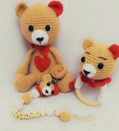 Sevimli Ayıcık Yeni Doğan Seti Amigurumi Organik Oyuncak - 1