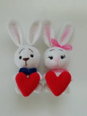 Sevgili Tavşanlar Amigurumi Organik Oyuncak - 1