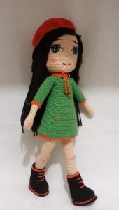 Şapkalı İpek Bebek Amigurumi Organik Oyuncak - 1