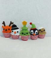 Sevimli Kafalar Yeni yıl Süsü Amigurumi Organik Oyuncak - 1
