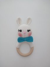 Şeker Tavşan Çıngırak Amigurumi Organik Oyuncak - 1