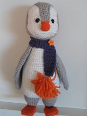Çıngıraklı Penguen Uyku Arkadaşı Amigurumi Organik Oyuncak - 1