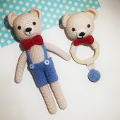 Ayıcık Zuzu ve Çıngırak Takımı Amigurumi Organik Oyuncak - 1