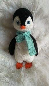 Şirin Penguen Amigurumi Organik Oyuncak - 1