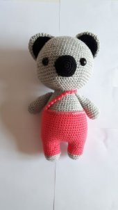 Pembe Tulumlu Şeker Koala Amigurumi Organik Oyuncak - 1