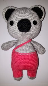 Pembe Tulumlu Şeker Koala Amigurumi Organik Oyuncak - 3
