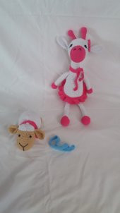 Süslü Zürafa ve Kuzu Takım Amigurumi Organik Oyuncak - 2