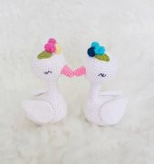 Sevimli Kuğular Amigurumi Organik Oyuncak - 1