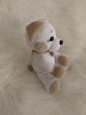 Oturan Sevimli Köpek Amigurumi Organik Oyuncak - 2