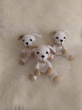 Oturan Sevimli Köpek Amigurumi Organik Oyuncak - 4