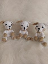 Oturan Sevimli Köpek Amigurumi Organik Oyuncak - 5