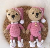 Uykucu Ayıcık Amigurumi Organik Oyuncak - 1