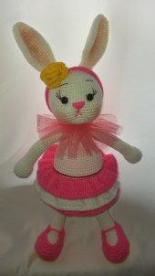 Süslü Sevimli Tavşan Amigurumi Organik Oyuncak - 1