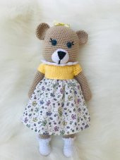 Amour Elbiseli Sevimli Ayıcık Amigurumi Organik Oyuncak - 1