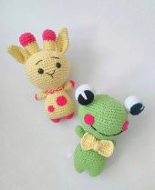Minik Kurbağa ve Minik Zürafa Amigurumi Organik Oyuncak - 1