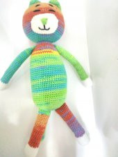 Sevimli Renkli Kedicik Amigurumi Organik Oyuncak - 4