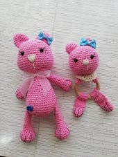 Sevimli Kedi ve Çıngırak Amigurumi Organik Oyuncak - 1
