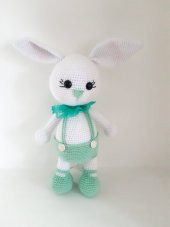 Müzikli Tombul Tavşan Amigurumi Organik Oyuncak - 1