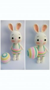 Tavşan Sunny ve Topu Amigurumi Organik Oyuncak - 3