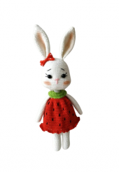 Karpuz Elbiseli Keyifli Tavşan Amigurumi Organik Oyuncak - 1