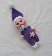 Mor Emzikli Bebek Uyku Arkadaşı Amigurumi Organik Oyuncak - 1