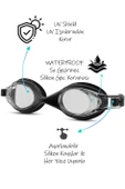 4lü Set Yüzücü Gözlüğü Kumaş Bone Kulak Ve Burun Tıkaçlı Set Yüzme Havuz Deniz Gözlüğü Siyah thumbnail 3