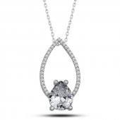 925 Ayar Gümüş Beyaz Taşlı Damla Kadın Gümüş Kolye thumbnail 1