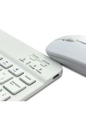 Bluetooth Kablosuz Ingilizce Klavye Ve Fare Şarj Edilebilir Alüminyum Alaşımtaşınabillir Midiklavye thumbnail 4