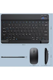 Bluetooth Kablosuz Ingilizce Klavye Ve Fare Şarj Edilebilir Alüminyum Alaşımtaşınabillir Midiklavye thumbnail 2