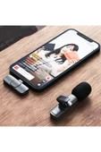 Type-c 2 Adet Mikrofonlu Tek Alıcılı Kablosuz Cep Telefonu Için Usb C Girişli Yaka Mikrofonu Uyumlu - 4
