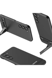 Galaxy S23 Plus Ile Uyumlı Kılıf Z- Ays Kamera Korumalı Dikey Standlı Siyah Mat Görünümlü Kapak thumbnail 1