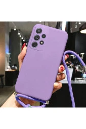 Redmi Note 12 4G ile Uyumlu Ipli Boyun Askılı Silikon Kılıf Kadife Iç Yüzeyli Epiphany Kılıf Lila thumbnail 1