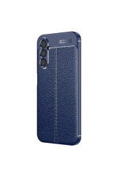 Galaxy A24 Ile Uyumlu Silikon Kılıf Niss Silikon Deri Görünüm Ultra Slim Fit Kılıf Lacivert thumbnail 1