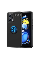 Xiaomi Redmi Note 12 5g Ile Uyumlu Kılıf Ravel Yüzük Tutuculu Standlı Silikon Siyah-mavi thumbnail 1