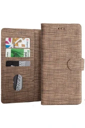 Samsung Galaxy A54 Ile Uyumlu Kılıf Stand Olan Kartvizitli Ve Para Gözlü Kumaş Desen Cüzdan Kılıf thumbnail 1