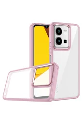 Vivo Y16 Ile Uyumlu Kılıf Kontrast Renk Tasarımlı Cynosure Kapak Rose Gold thumbnail 1