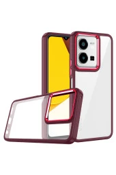 Vivo Y16 Ile Uyumlu Kılıf Kontrast Renk Tasarımlı Cynosure Kapak Kırmızı thumbnail 1