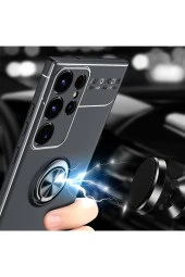 Galaxy S23 Plus Ile Uyumlu Kılıf Yüzük Tutuculu Mıktanıslı,standlı Novel Silikon Siyah-mavi thumbnail 3