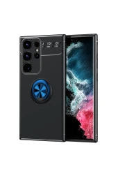 Galaxy S23 Plus Ile Uyumlu Kılıf Yüzük Tutuculu Mıktanıslı,standlı Novel Silikon Siyah-mavi thumbnail 1