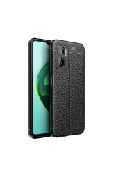 Xiaomi Redmi Note 11e Ile Uyumlu Silikon Kılıf Niss Silikon Deri Görünümlü Ultra Slim Fit Kılıf Siyh thumbnail 1